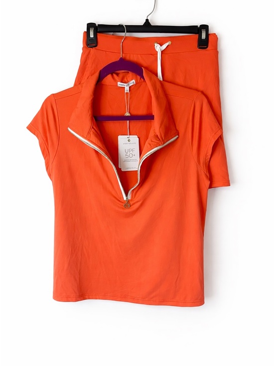 Mary Square Pants - Mary Square Bright Orange Half-Zip Top & Skort Set
